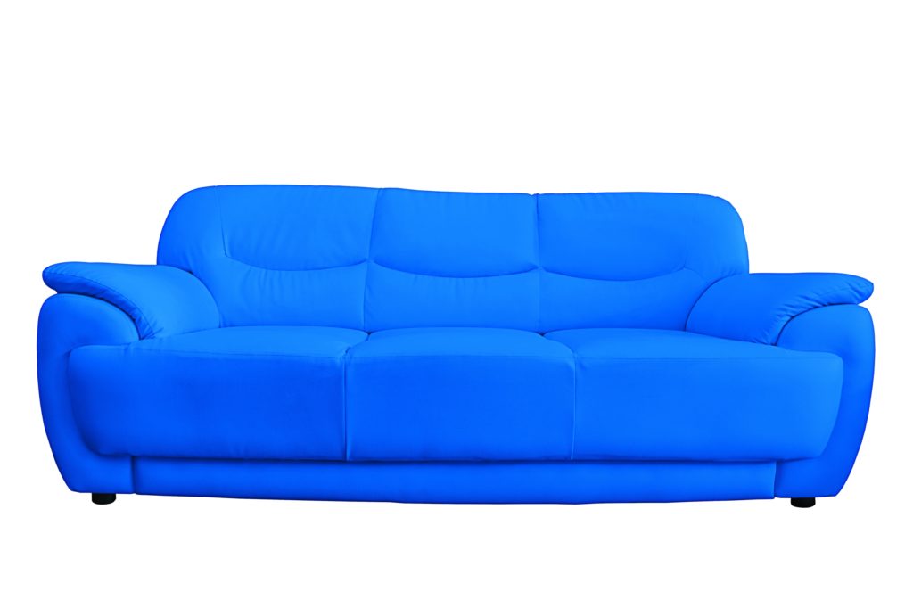 Bright Blue Leather Sofa Radiates Relaxing Comfort