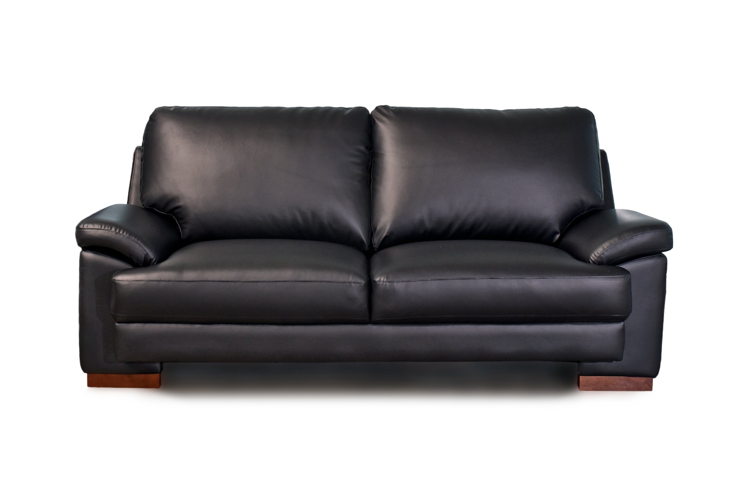 sleek black leather sofa