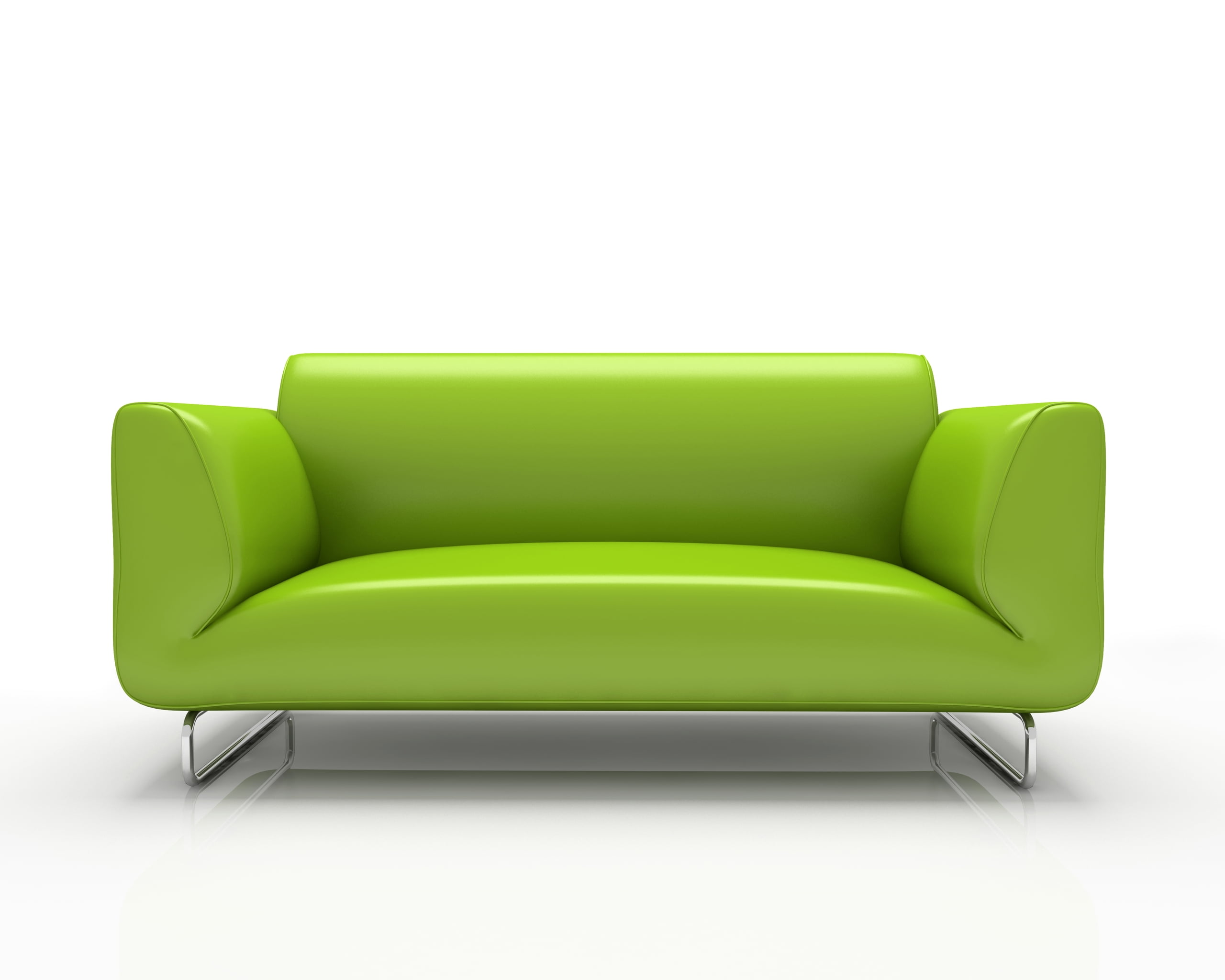 bright green leather sofa