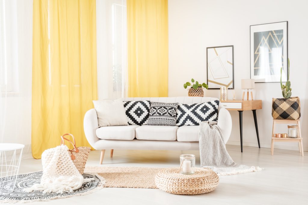 Yellow and White Curtains