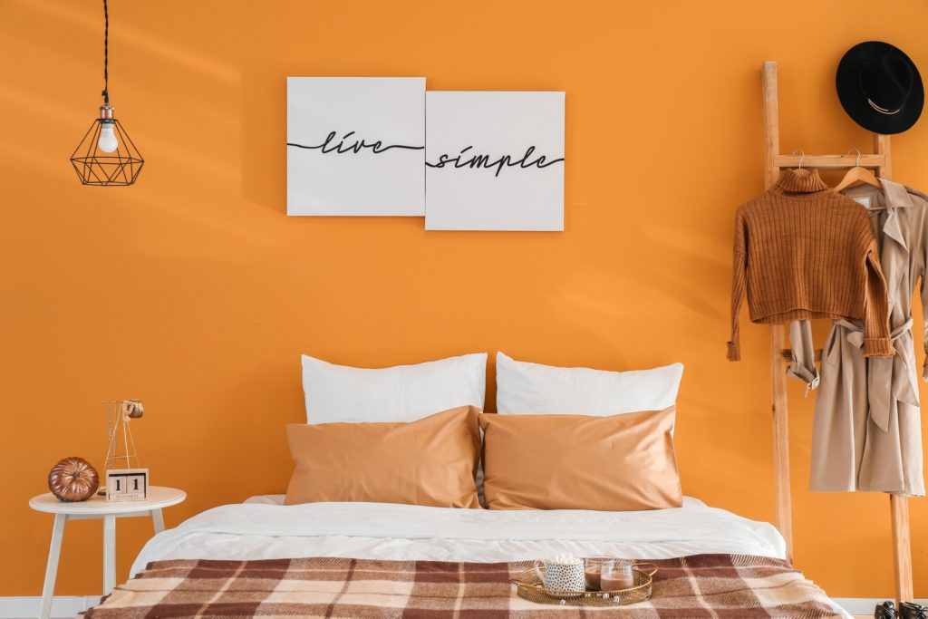 Orange Plaid Bedroom