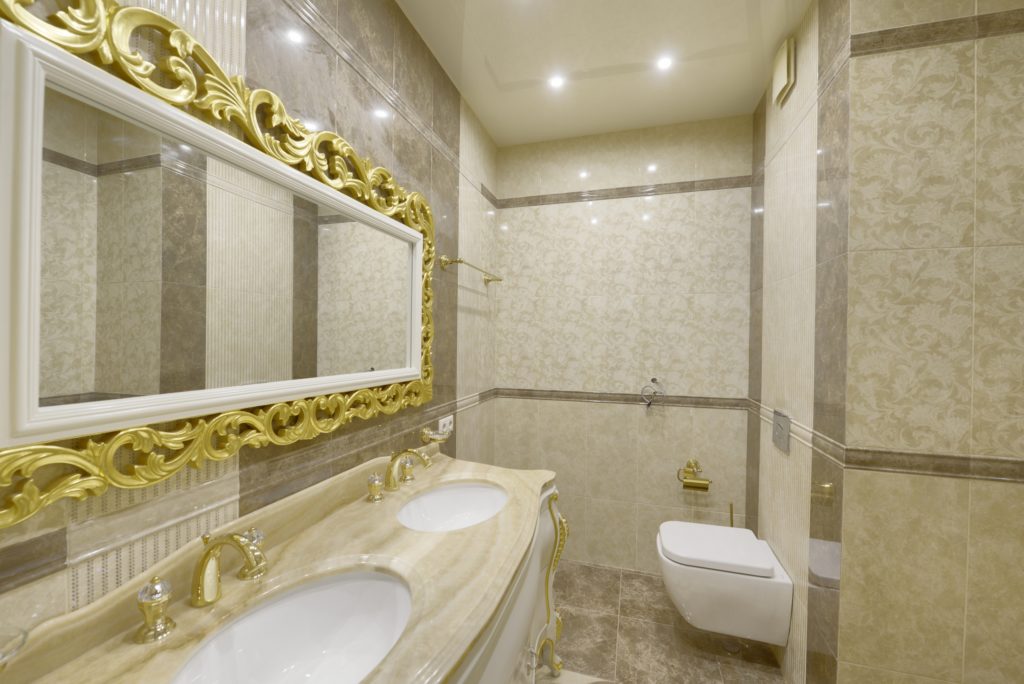Gold-Framed Bathroom