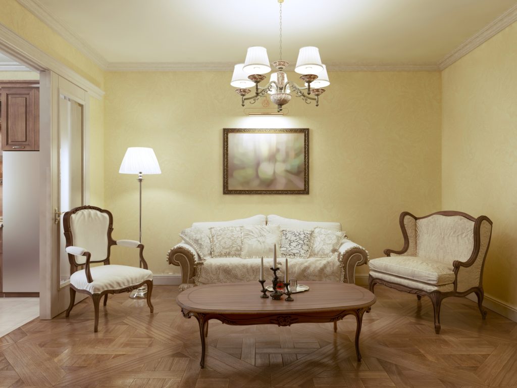 Classic Living Room Decor with Traditional French Couch Chair and Settee