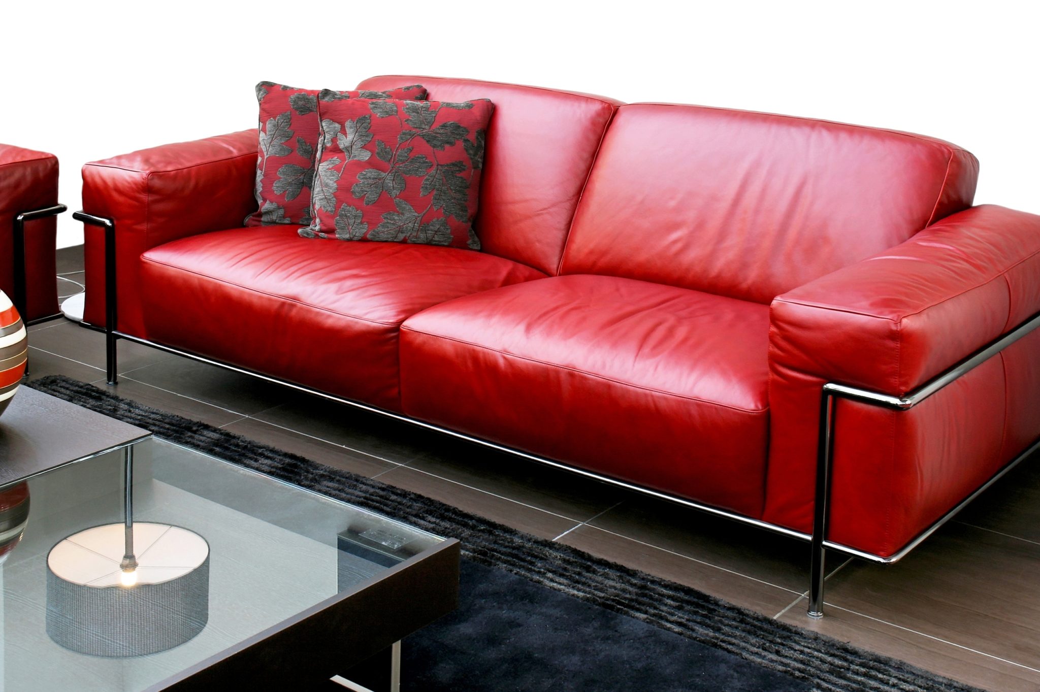 red leather sofa pillows