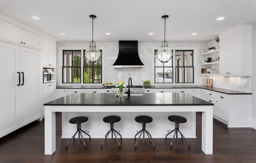 Kitchen with Black Countertops