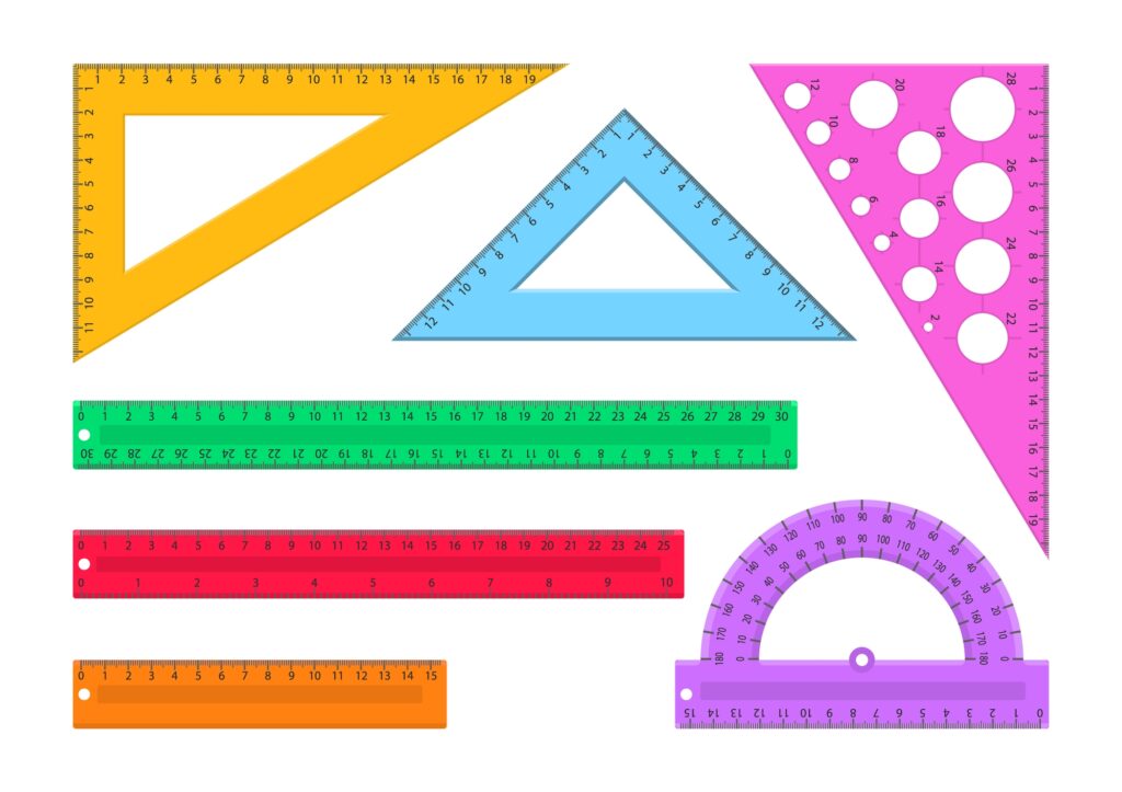 Collection of colorful rulers
