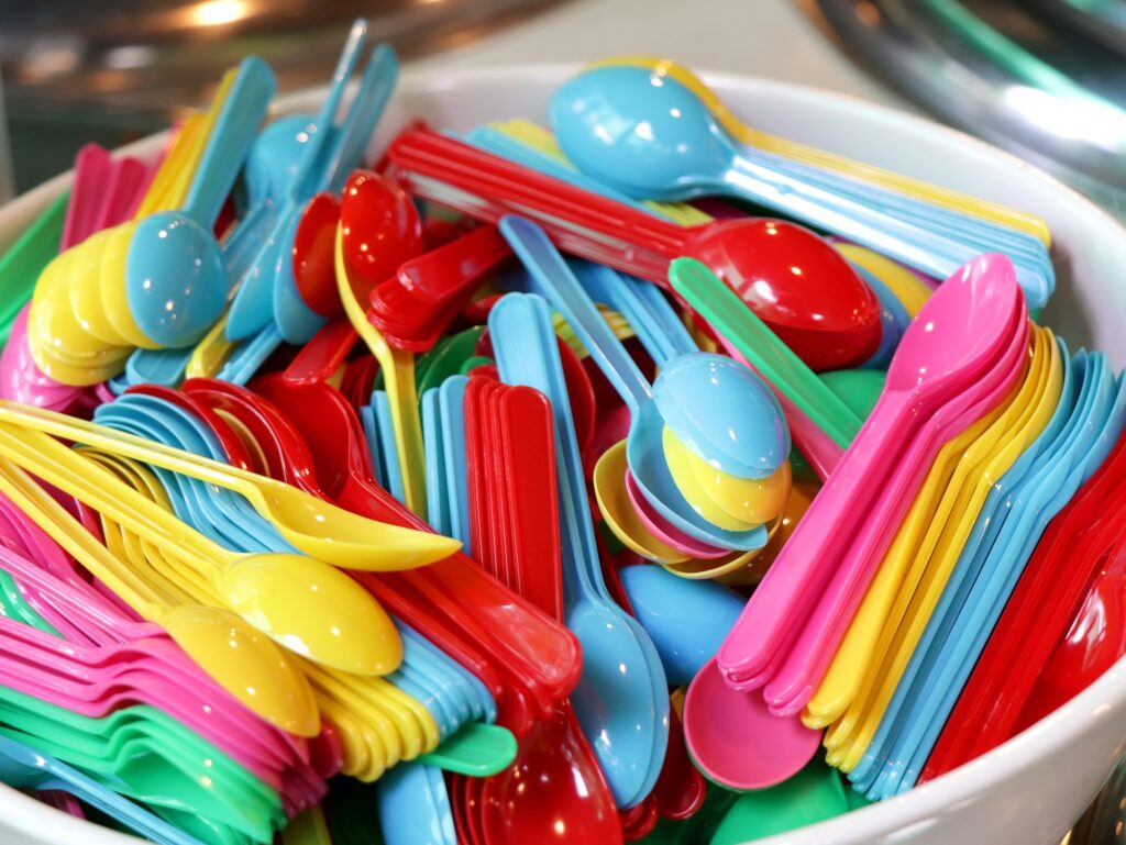 Colorful plastic spoons