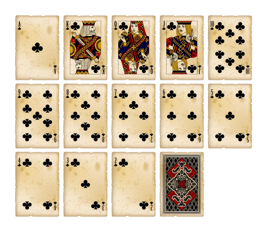 Vintage playing cards – clubs