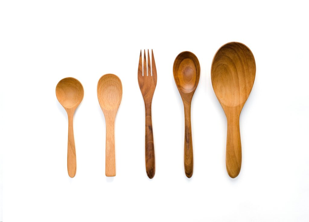 Wooden fork and spoons